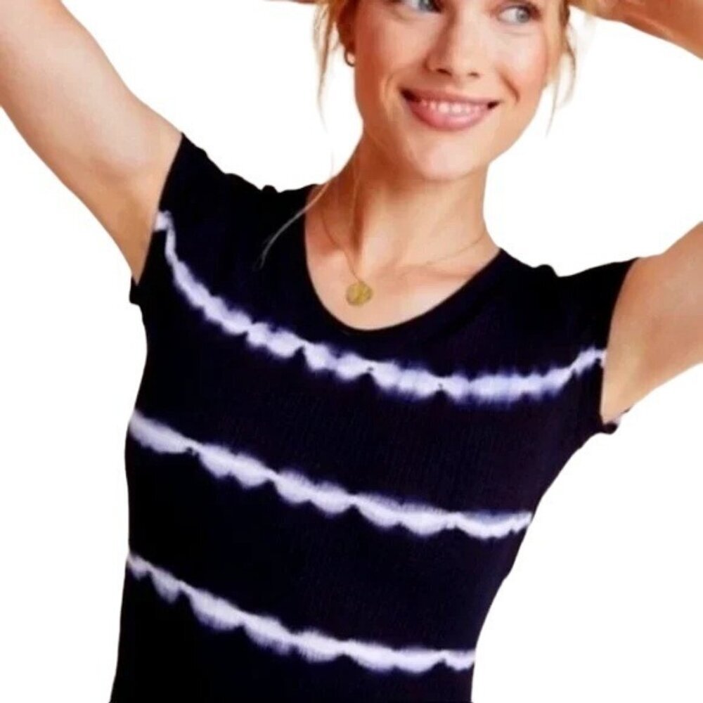 Sundry Black Tie Dye Ribbed Crewneck T-shirt
